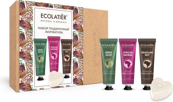 Ecolatier набор подарочный Inspirations (крем для рук 30 мл 3 вида, мыло глицериновое 60гр) фотография
